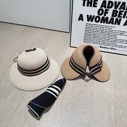 Designer chapeau de visière de plage mode féminine grand avant-toit chapeau haut de forme vide peut être roulé et plié pour le stockage protection UV