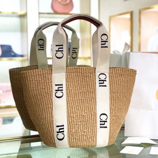 Diseñador Beach Women Classic Grass Tote Tote Media Handbag Brand de gran capacidad Bag