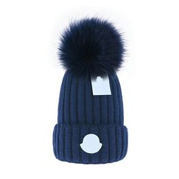 designer muts haarbal afneembare haarbal luxe heren dames gril beanie hoed vrouw baret hoed baret effen kerst katoenen hoed nepbont hoeden petten 22 kleuren lang