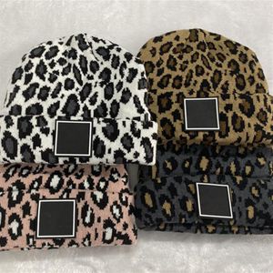 Bonnet de styliste pour femmes et hommes, marque d'hiver tricoté, Skullies, unisexe, chaud, Bonnet léopard, Caps298i