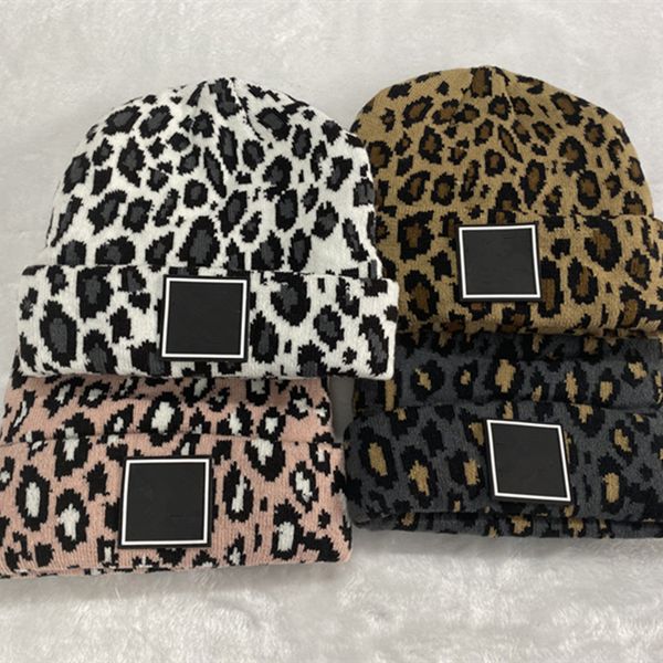 Designer Beanie Hat Pour Femmes Hommes Hiver Tricoté Skullies Chapeaux Unisexe Dames Chaud Bonnet Cap Leopard Caps