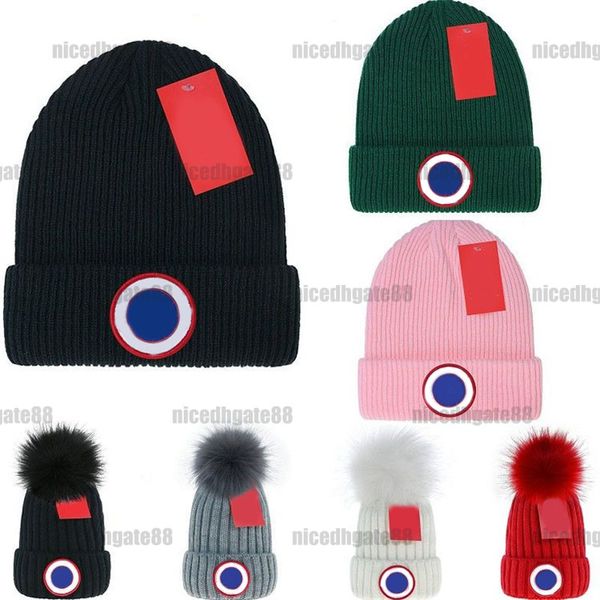 Bonnet de créateur Bonnet tricoté Bonnet d'hiver en laine pour hommes tête chaude douce épaissir fausse fourrure pom crâne casquette mode couleur unie cappello femme ribben bord à revers ga030