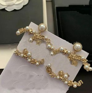 Ontwerper Mooie Stud Oorbellen Letter Bezaaid met Parels Hanger Oorbel voor Vrouwen Hoge Kwaliteit Sieraden Accessoire Geschenken