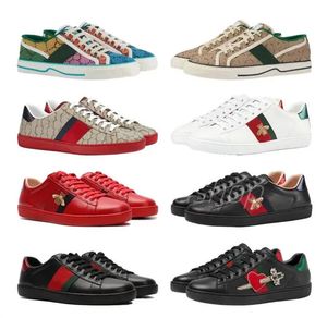 Designer Bee Ace High Casual Quality Heren Vintage Chaussures Ladies Lederen Lines Shoes Sneakers