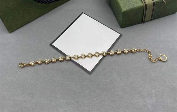 Pulsera de cadena de diseñador de cobre para mujer, pulseras de diamantes con cadena de eslabones para hombres y mujeres, regalo de cumpleaños con caja 1121A