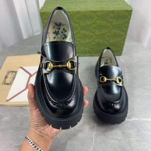 Designer bee loafers women casual shoe platform lug sole loafers with horsebit metal buckles thick soles womens lady girl luxury leather casual shoes