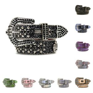 Cinturón de diseñador Cinturones bb Moda Cinturón de lujo para hombre y cinturón de dama Cinturones de cuero decorados con diamantes de colores Cinturón de cadena 3,8 cm