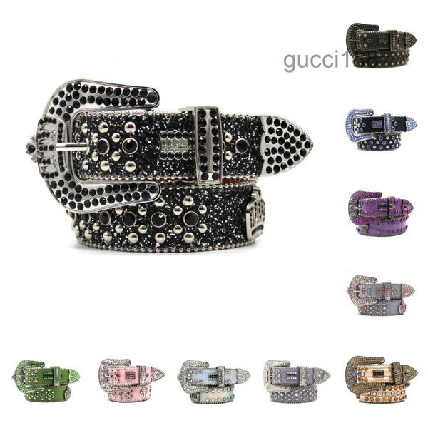 Ceinture de créateur Bb ceintures mode luxe hommes et dame en cuir décoré de diamants colorés 3.8 Cm 55VB SRFA