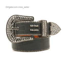 Ceinture de créateur BB Simon Ceinture Atmosphère pour hommes en alliage de zinc Joint de taille incrusté de strass Couleur du pistolet Hip Hop Tendance Personnalité Ceinture de vent foncé