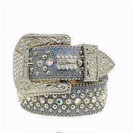 Cinturón de diseñador Bb Simon Cinturones para hombres y mujeres Cinturón de diamantes brillantes en negro, azul, blanco, multicolor con diamantes de imitación ostentosos como regalo S s