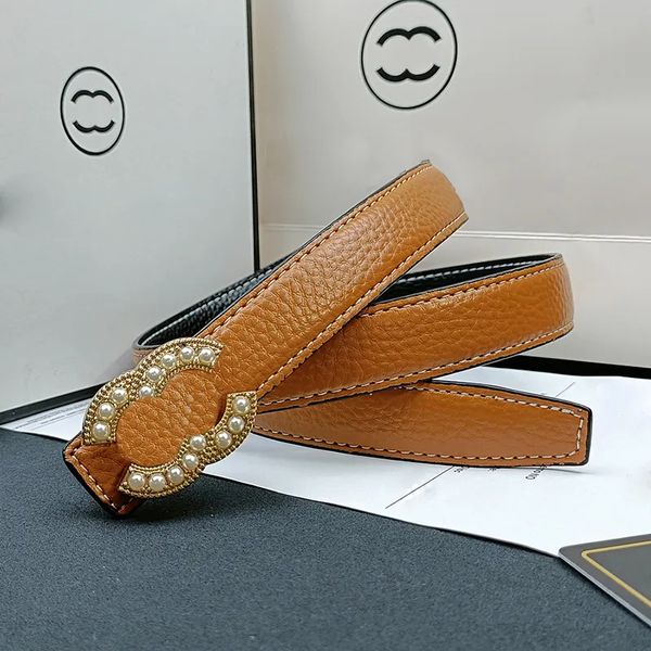 Cinturón de diseñador para mujer Cinturón para hombre Cinturones clásicos de lujo Hebilla de aguja Cabeza de hebilla dorada llena de perlas Ancho 2,5 cm Tamaño 95-115 cm Nueva tendencia de moda