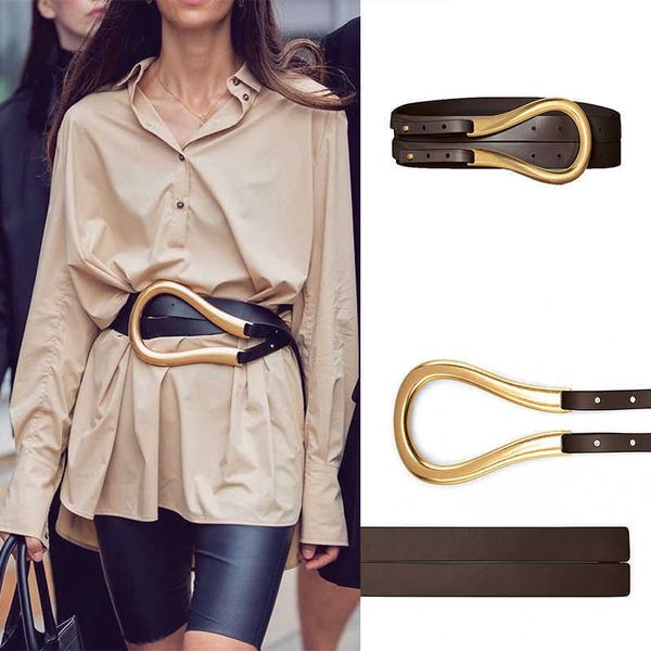 Designer ceinture de haute qualité en cuir véritable ceintures pour femmes marque de luxe mode taille large ceinture pour manteau chemise Q0625