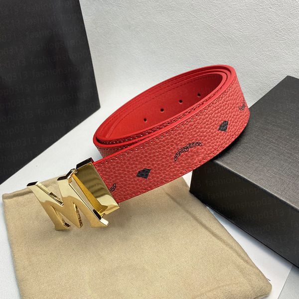 Cinturón de diseñador Cuero para hombre ceinture homme m cinturones para mujer moda casual marrón moda cinturones para mujer exquisito liso chapado en oro hebilla ga09 C32
