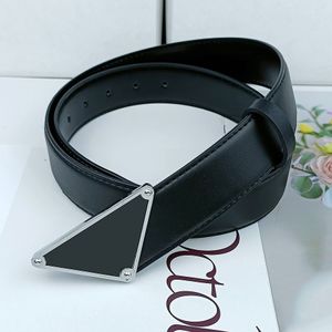Designer ceinture luxe hommes classique boucle ardillon ceintures argent et boucle noire forme triangulaire largeur décontractée 3.8cm taille 105-125cm cadeau de mode très bon