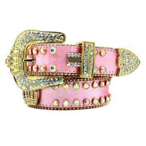 Designer riem B riem herenganden voor vrouwen glanzende diamanten riemen naald gesp multicolour rock punk riem met kroonbloedingen van strass tailleband