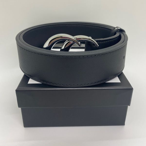 Cinturón de diseñador Hombres Mujeres Cinturones Cinturones de moda Liso Grande Plata Negro Hebilla de oro Correa de cuero real Ceinture Longitud 95-125 cm Ancho 2.0 cm 2.8 cm 3.4 cm 3.8 cm con caja 16 estilos