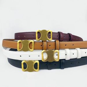 Ceinture de styliste avec boucle lisse, Design rétro, ceinture fine pour hommes et femmes, largeur 2.5CM, cuir de vache véritable, 4 couleurs en option