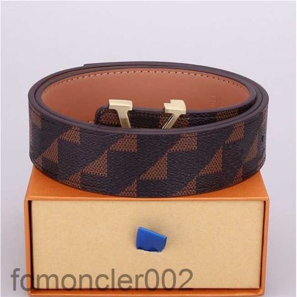 Ceinture de styliste en cuir marron pour femmes et hommes, largeur 3.8cm, Ceinture de luxe avec lettres en or noir, boucle A5i7 # L88Y