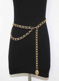 Designer Riemen riem Mode mode taille ketting dames039s accessoires dubbellaags decoratieve jurk gouden munt geweven gesloten afdichting2324025