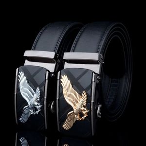 Ceintures de créateurs pour hommes Eagle Metal Boucle automatique Ceinture en cuir fendu pour la mode de luxe Ceinture pour hommes en peau de vache Nouveauté 3,5 cm 240311