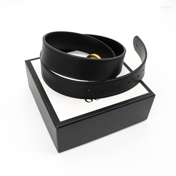 Cinturones de diseño para mujeres y hombres Clásico negro de dos capas Cuero cabelludo Letra G Con caja Logo Metal Pin Hebilla Elegante Vintage Jean Hombre Cinturón Forb22