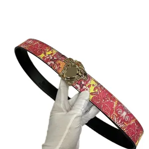 Ceintures de créateurs pour femmes ceinture vintage classique femmes en cuir véritable motif litchi ceinture luxe plaqué or boucle multi couleur fa0106 E4