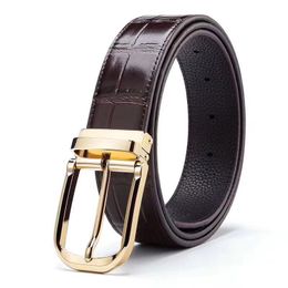 Cinturones de diseño hombres mujeres cinturones de cuero genuino para hombre para mujer hebilla de aguja negocio dorado plata cocodrilo estampado cintura de piel de vaca