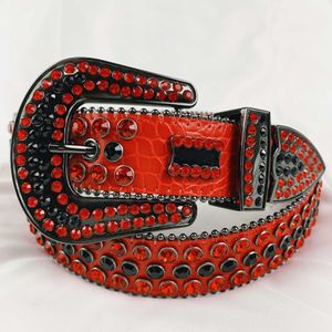 Designer Belts Simon Belt For Men Women Glanzende diamantgordel zwart op blauw witte multicolour