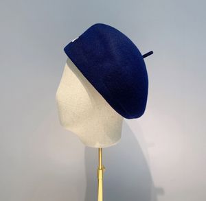 Designer Béret Chapeau Bleu Marine Classique Chaud Hiver Chapeaux Mode Style Français Couleur Unie