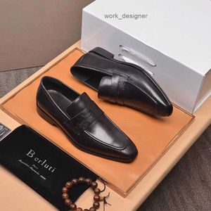 Designer Berluti Dress Chaussures en cuir Sneaker Mens Chaussures Berlut Bru Mens High End Quality Cow Shoes Busine.