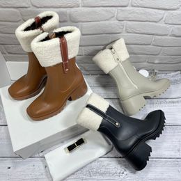 Designer Betty Ankle Boots Zipper Rain Boot Dik Heel Classic Autumn Winter Booties