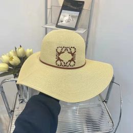 Ontwerper Big riem straw hoed dames emmer hoeden strand dop gras vlecht heren casual hoed mode casquette zomer dames sunhat geweven visser cap zonlicht