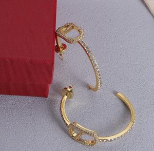 Ontwerper Grote Cirkel Hoop Dangle Earring Vrouwelijke Luxe 925 Zilveren Stud voor Vrouwen V Letter Eardrop Oorbellen Bruiloft Liefhebbers Cadeau Verlovingssieraden