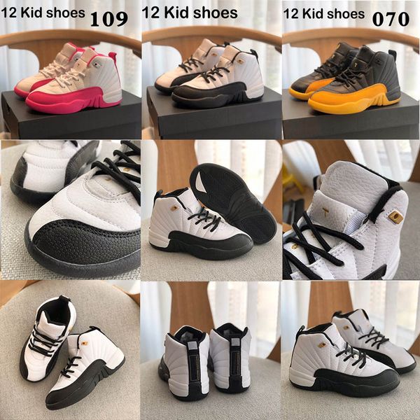 2023 Designer Big Kids Chaussures Kid Basketball Shoe caoutchouc en cuir respirant 12 12s XII Taxi Dark Blue Gym rouge Le maître gris vif rose