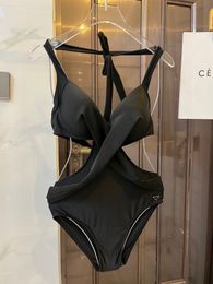 Designer Bikini Bathing Suit Swimwear Solid Color Tie One Piece Swimsuit Hollow Out Backless Luxury Bodysuit Snelle drogende zonbescherming