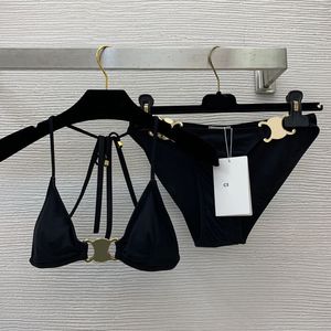 bikini de diseñador negro Cel diseñador dikinis traje de baño de lujo trajes de baño de mujer Traje de baño sin mangas Tanga Cover Up Traje de baño de dos piezas diseñadores conjuntos de bikini para mujeres