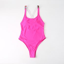 Designer Bikini Maillot De Bain Swinwear Femmes Maillots De Bain Fuchsia Rose Classiques Beachwear Maillots De Bain Une Pièce Mode Monokini Solide Ensemble Femmes Push Up Maillots De Bain wit