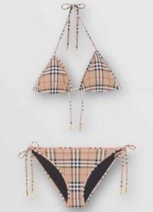 Designer Bikini Swimwear Dames Badpakken Zomerzwempak Streep Draadhoofd Check Patroon Set Fashion Comfortabele kleding Bikini's Childrs054