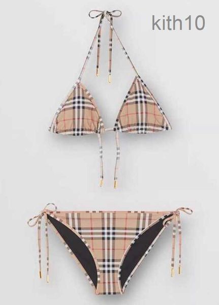 Designer Bikini Maillots de bain Femmes Maillots de bain Été Maillot de bain Stripe Thread Head Check Pattern Set Mode Vêtements confortables Bikinis Childrs E14P