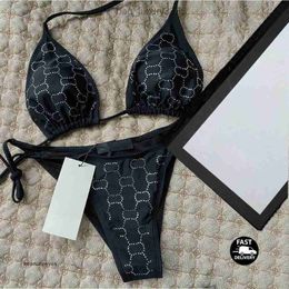 Designer bikini's vrouw tweedelige bikini met letterbadpakken kristal zomer badmode strand luxe badpakken driepuntsbadpak 10A