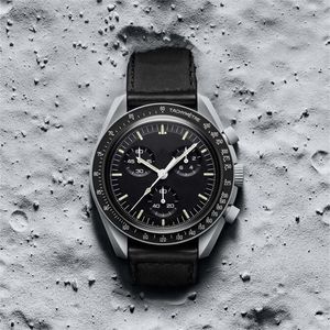 Designer Bioceramic Planet Moon Mens Horloges Black Sport Watch 42mm Nylon horloges Quartz Clock Relogio Roestvrij