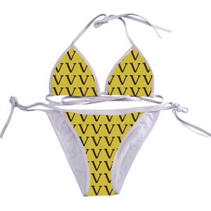 Designer-Biquini-Set mit Buchstaben-Aufdruck, Badebekleidung für Damen, Sommerurlaub, Schwimmen, Badeanzug, Schnür-Neckholder-Bikinis