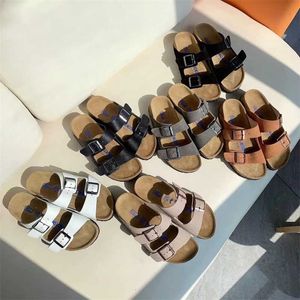 Zapatillas Birkinstock de diseñador Todos los zapatos Bucken de cuero de vaca Primavera y verano 2023 Sandalias planas de corcho de cuero Sandalias de playa para mujer