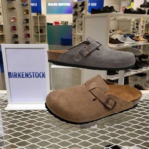 Ontwerper Birkinstock Slippers Outlet Boken schoenen Half Slippers Dragen veelzijdige Boston Leather Cork Soles Heren en Dameshooded