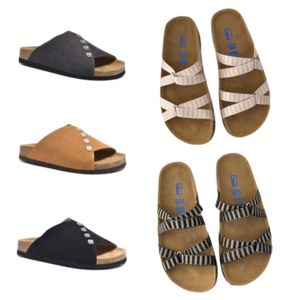 Designer Birks Boston Summer Cork Flat Slippers Fashion Cuir Slide Sandals Sandales de plage Fausses Casual Clogs For Women Men Arizona Mayari avec tongs Box