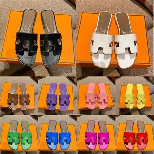 Designer glisse sandales femmes pantoufles de plage authentique en cuir classique marque de luxe de luxe été oran sandal femmes crocodile peau glissade dames chaussures plates