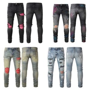 diseñador mochila negra jeans hombres jeans me biker jeans hombres rasgados Slim Stretch Skinny Distressed Biker Jeans Hip Hop Straight Leg Jog