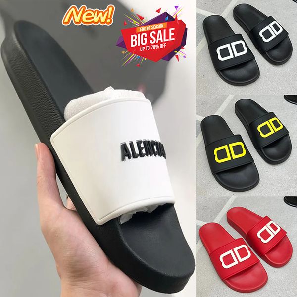 Diseñador Zapatillas planas negras y azules Zapatillas planas para mujeres y hombres Sandalias de playa informales de verano Sandalias suaves y cómodas resistentes al desgaste con tamaño de caja 36-45