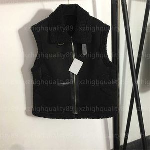 Designer zwarte jas mode mode lamsled lederen streep ontwerp knappe comfort top warme herfstveste dames vest