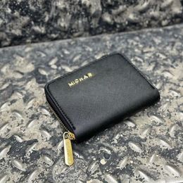 Designer zwarte cropped leren portemonnee voor dagelijkse luxe Unisex luxe portemonnee met ritssluiting en kaarthouder